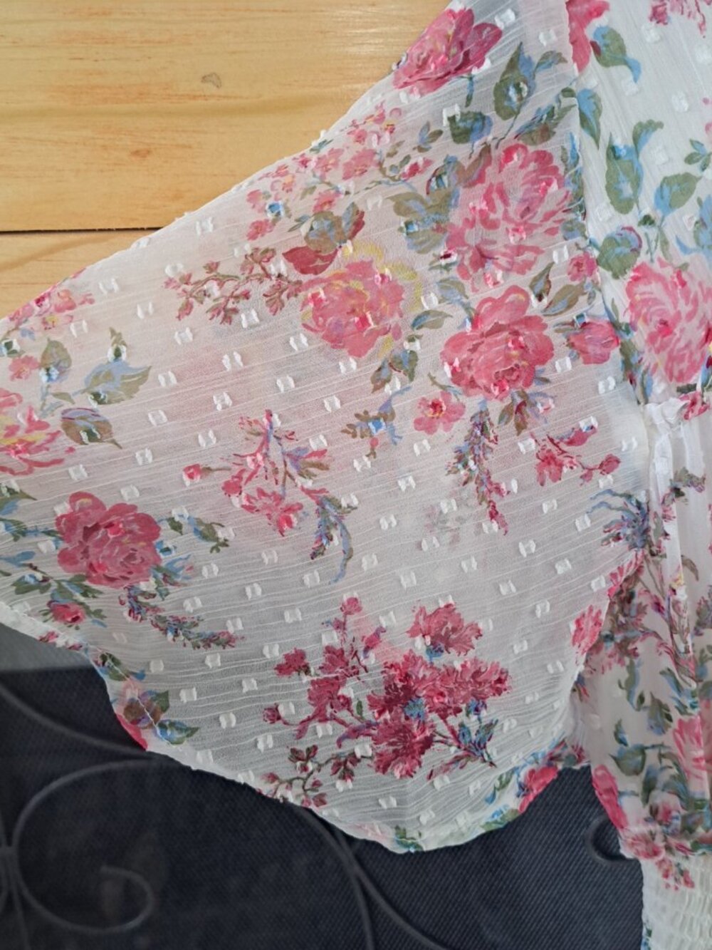 Vintage Laura Ashley Women's Small Knee Length Floral Dress Swiss Dot Baby Doll - Picture 3 of 11